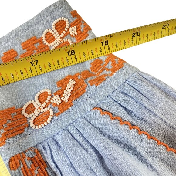 Tory Burch Bright Blue Embroidered Cotton Boho Short Skirt Size 14 - Picture 7 of 12